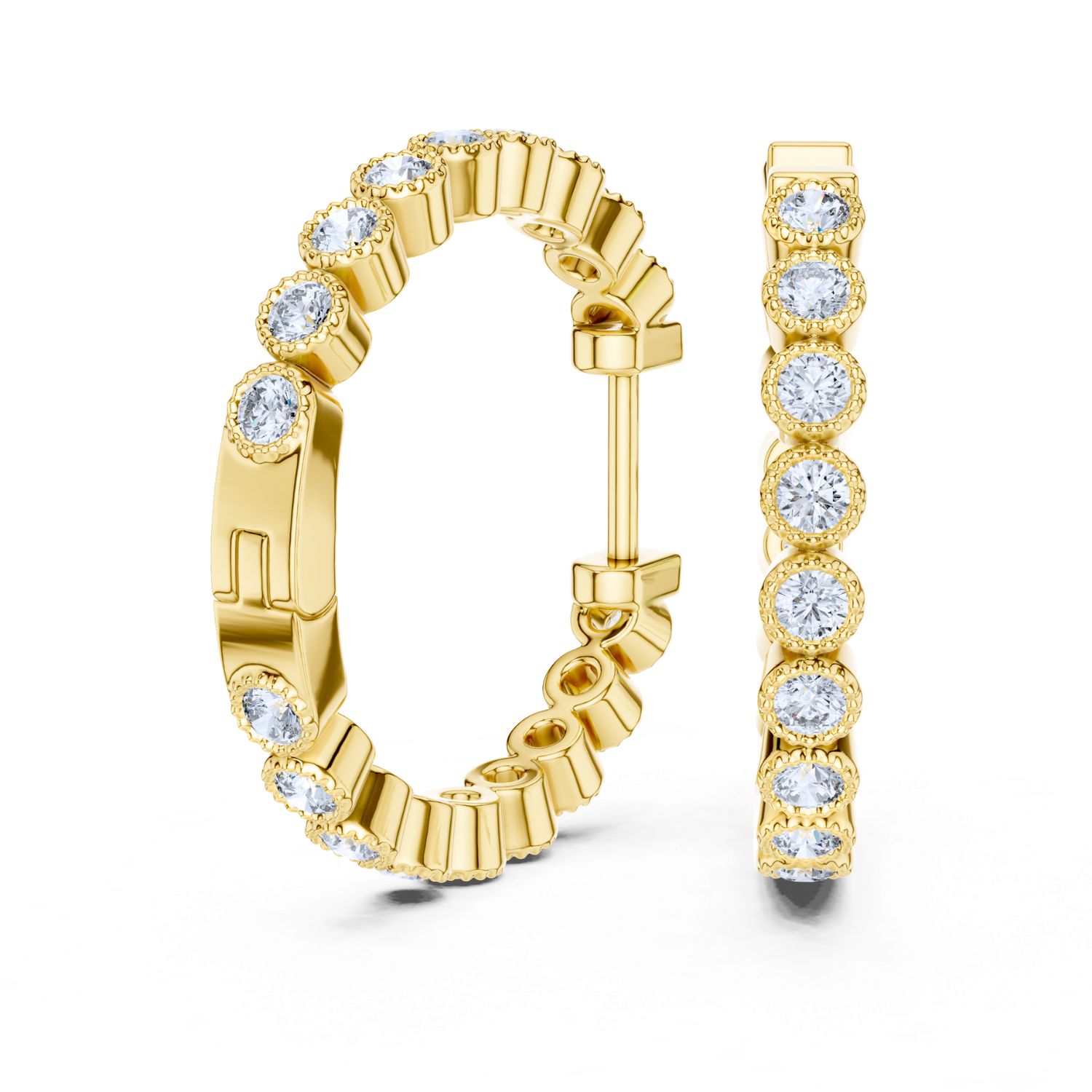 Bezel-Set Diamond Hoop Earrings