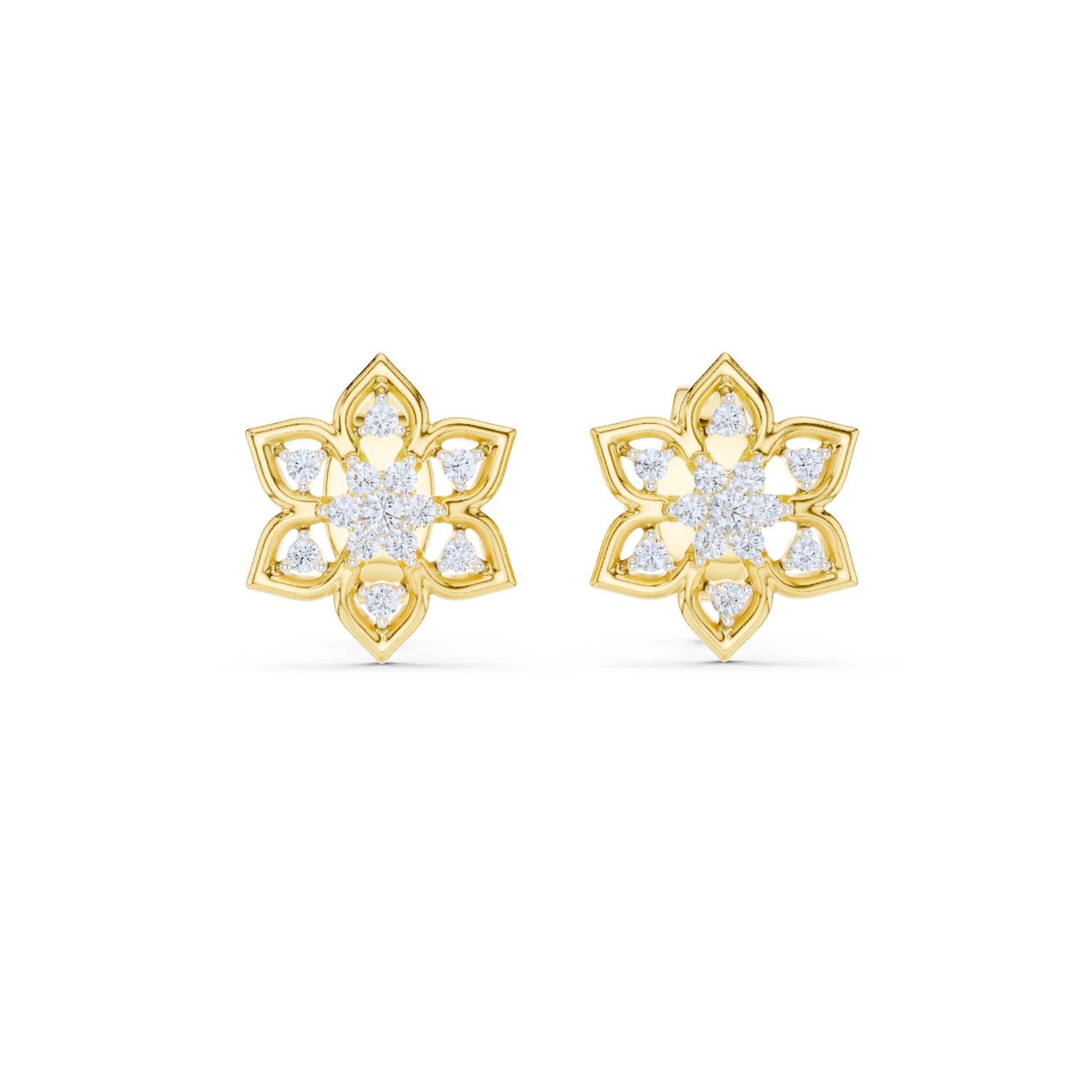 Blossom Petal Diamond Stud Earrings