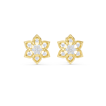 Blossom Petal Diamond Stud Earrings