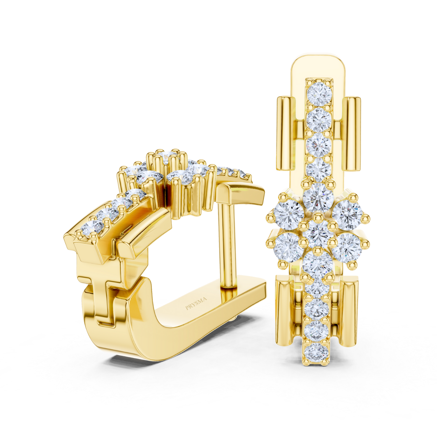 Radiant Snowflake Diamond Huggie Earrings