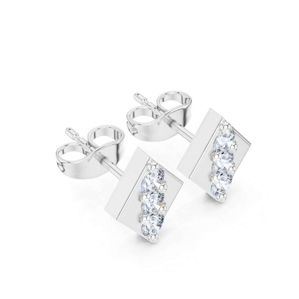 Radiant Rhombus Diamond Stud Earrings
