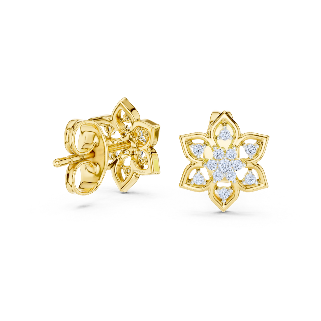 Blossom Petal Diamond Stud Earrings