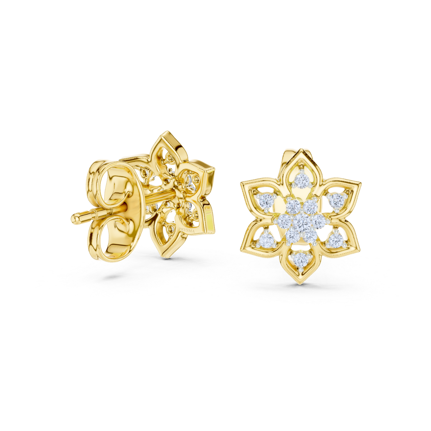 Blossom Petal Diamond Stud Earrings