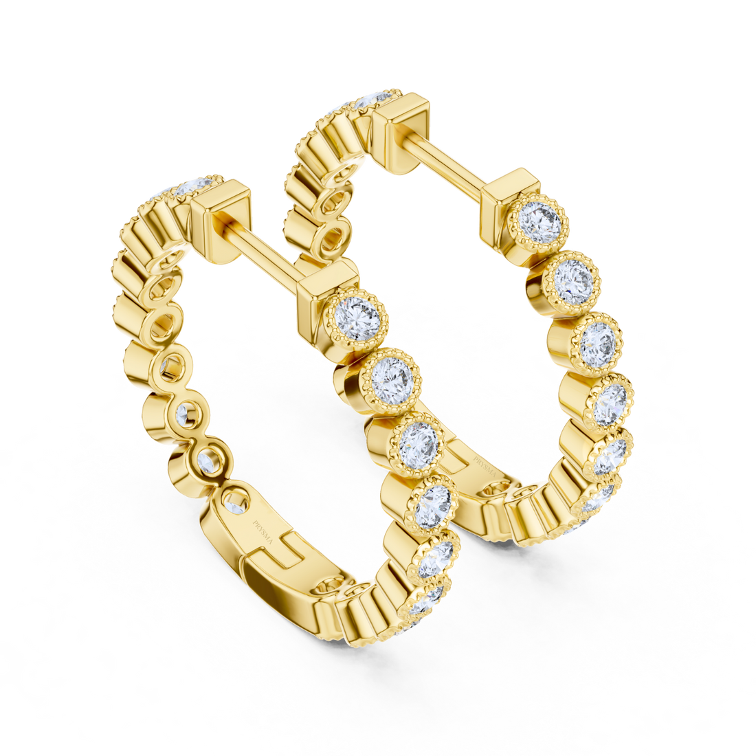 Bezel-Set Diamond Hoop Earrings