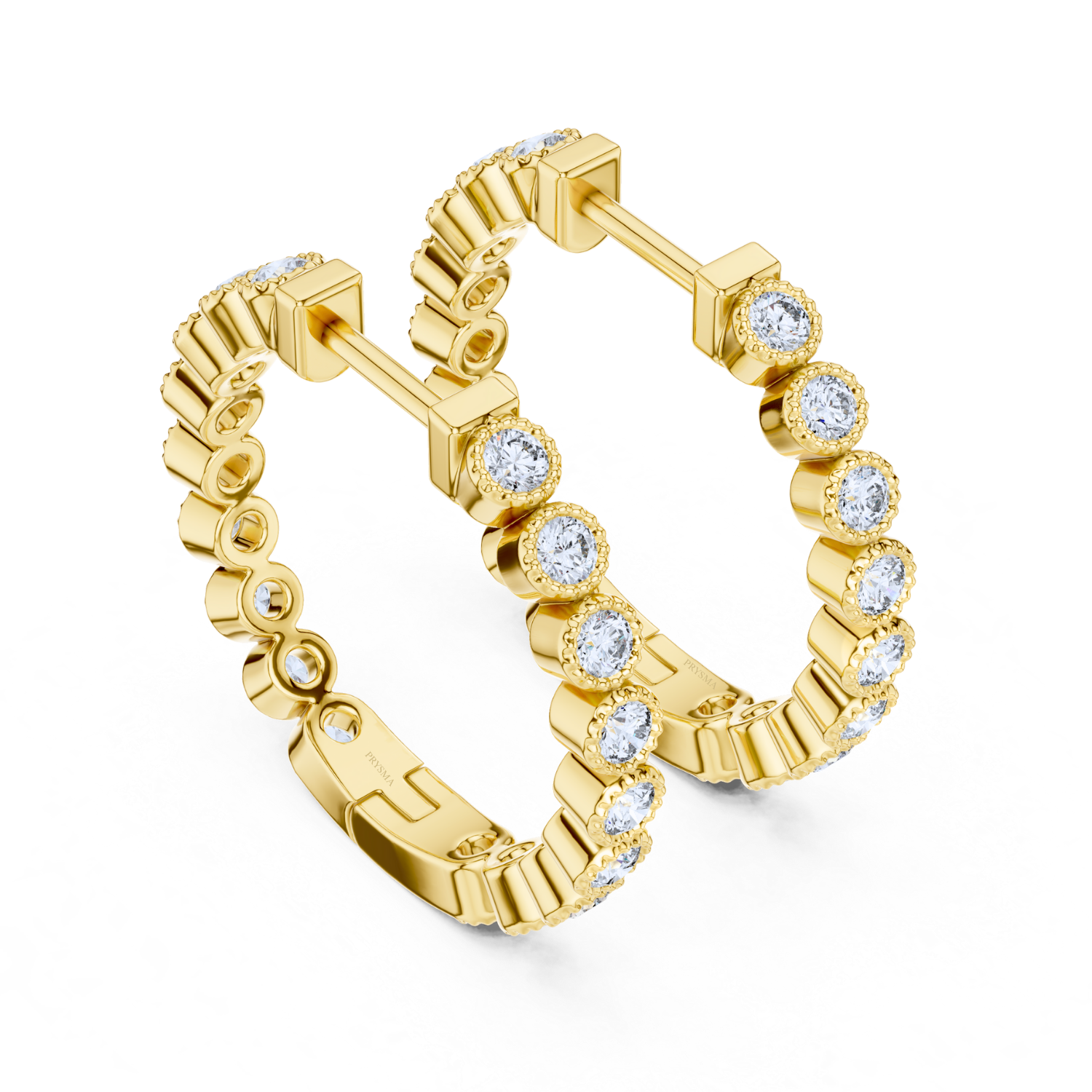 Bezel-Set Diamond Hoop Earrings