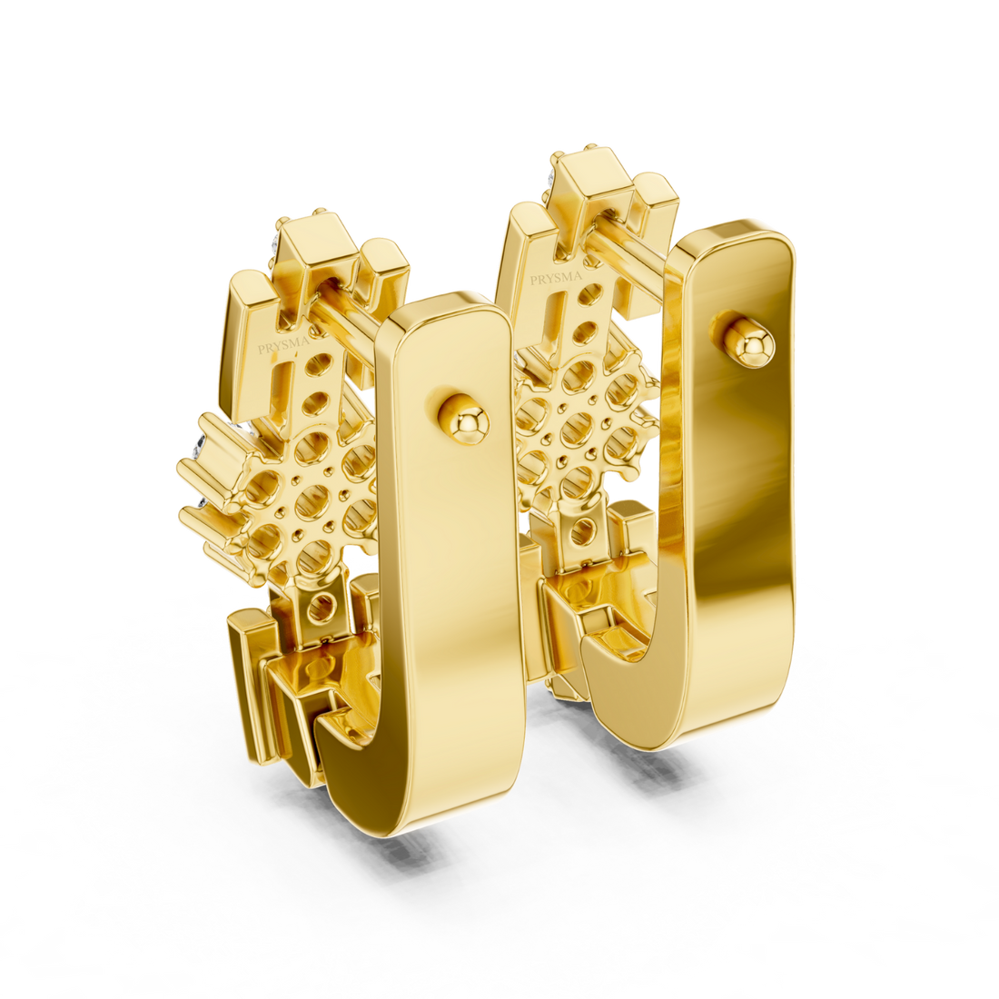 Radiant Snowflake Diamond Huggie Earrings