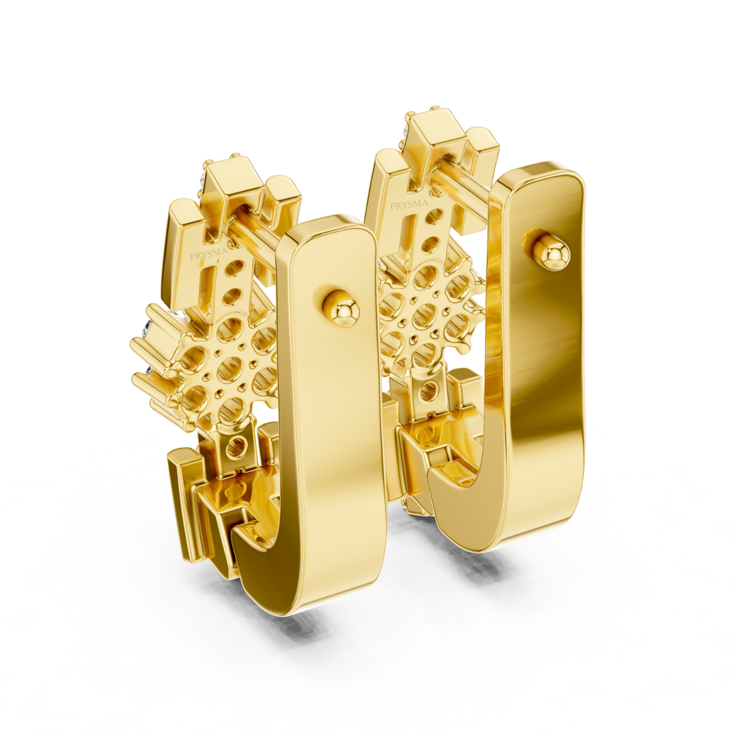 Radiant Snowflake Diamond Huggie Earrings