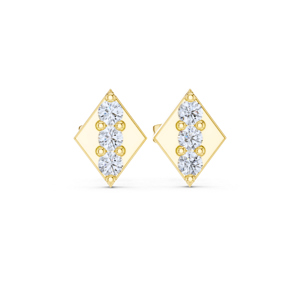 Radiant Rhombus Diamond Stud Earrings