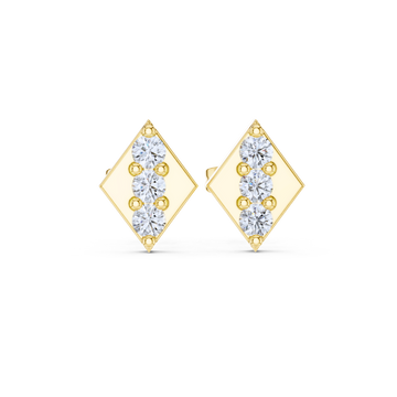 Radiant Rhombus Diamond Stud Earrings