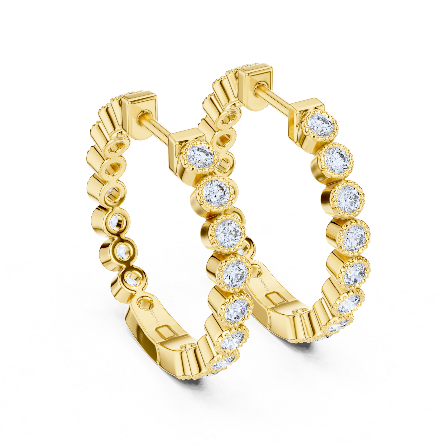 Bezel-Set Diamond Hoop Earrings