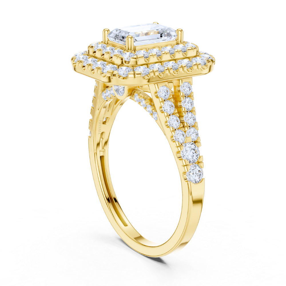 Majestic Double Halo Emerald-Cut Ring