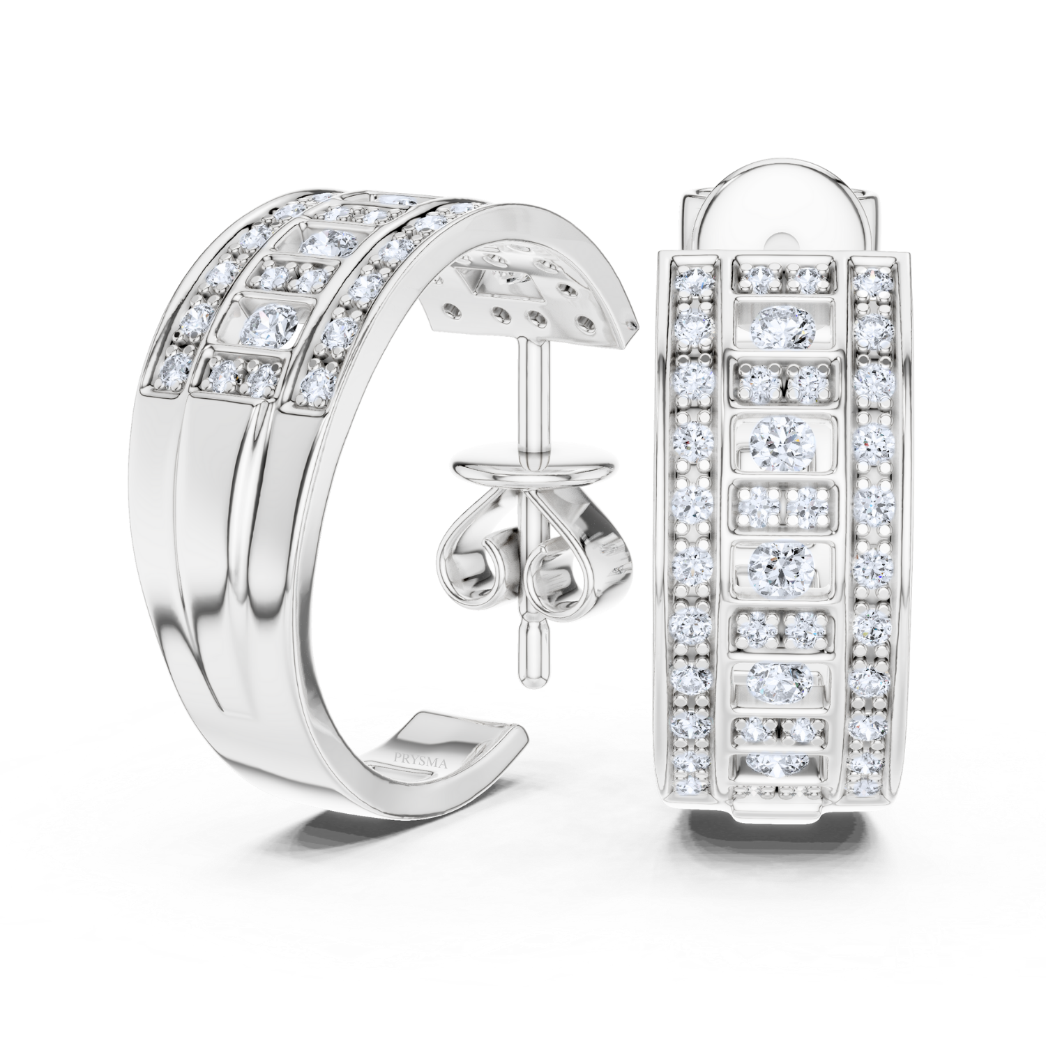 Multi-Row Diamond Hoop Earrings