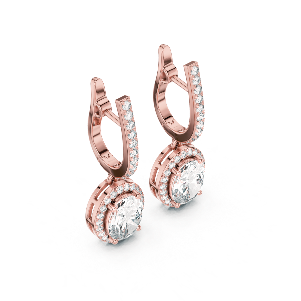 Oval Halo Drop Diamond Earrings