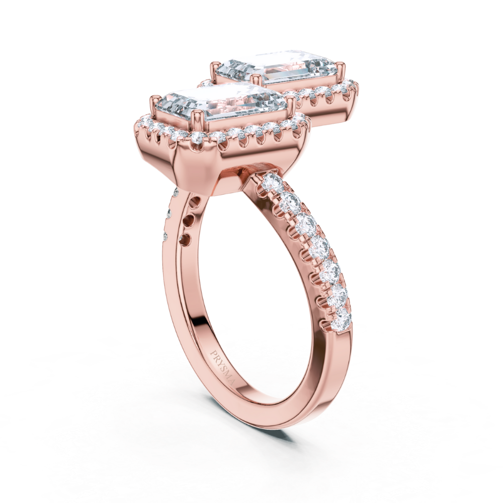 Elysian Dual-Emerald Halo Ring