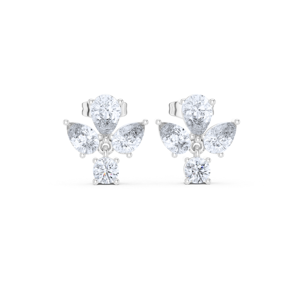 Radiant Bloom Pear Diamond Stud Earrings