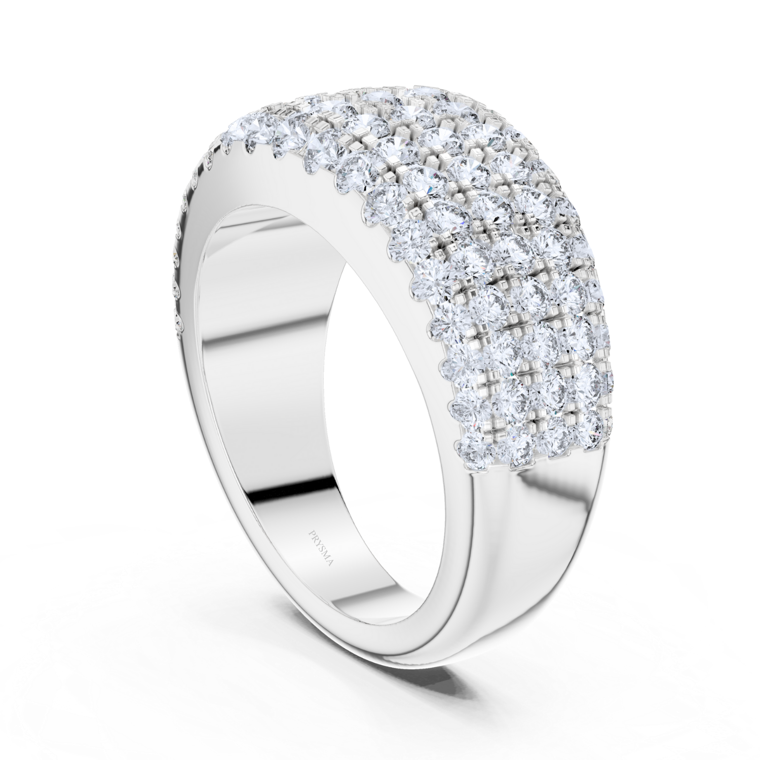 Five-Row Pave Diamond Dome Ring