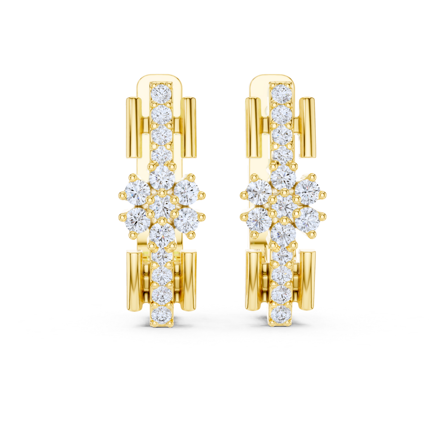 Radiant Snowflake Diamond Huggie Earrings