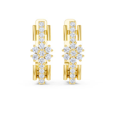Radiant Snowflake Diamond Huggie Earrings