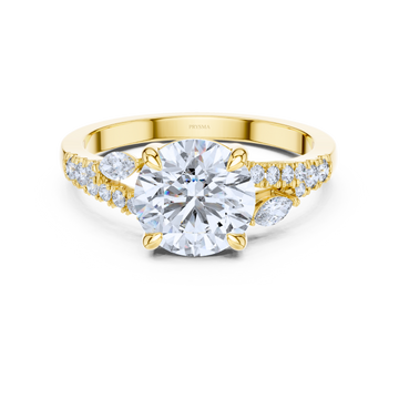 Round Center Stone 6 Prong Marquise & Round Diamond
