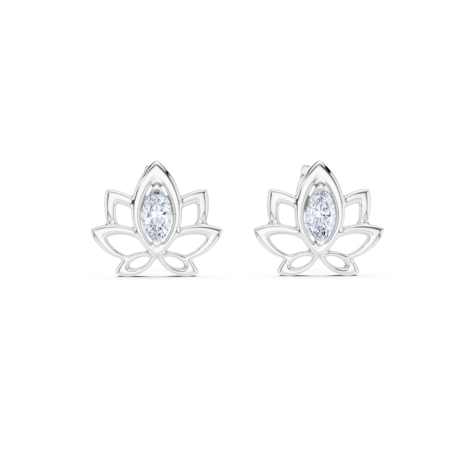 Lotus Bloom Diamond Stud Earrings