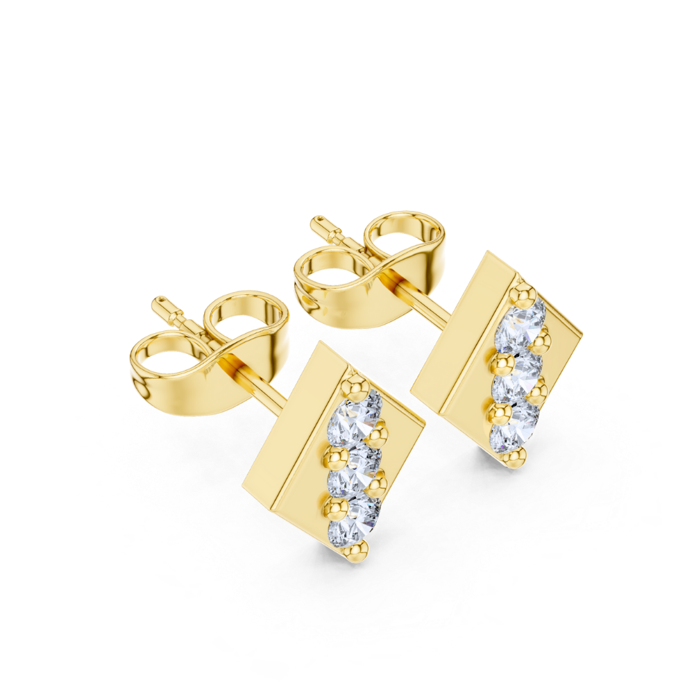 Radiant Rhombus Diamond Stud Earrings