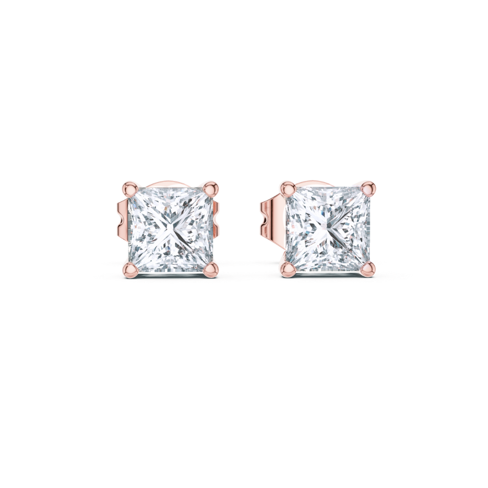 Radiant Elegance Princess-Cut Stud Earrings