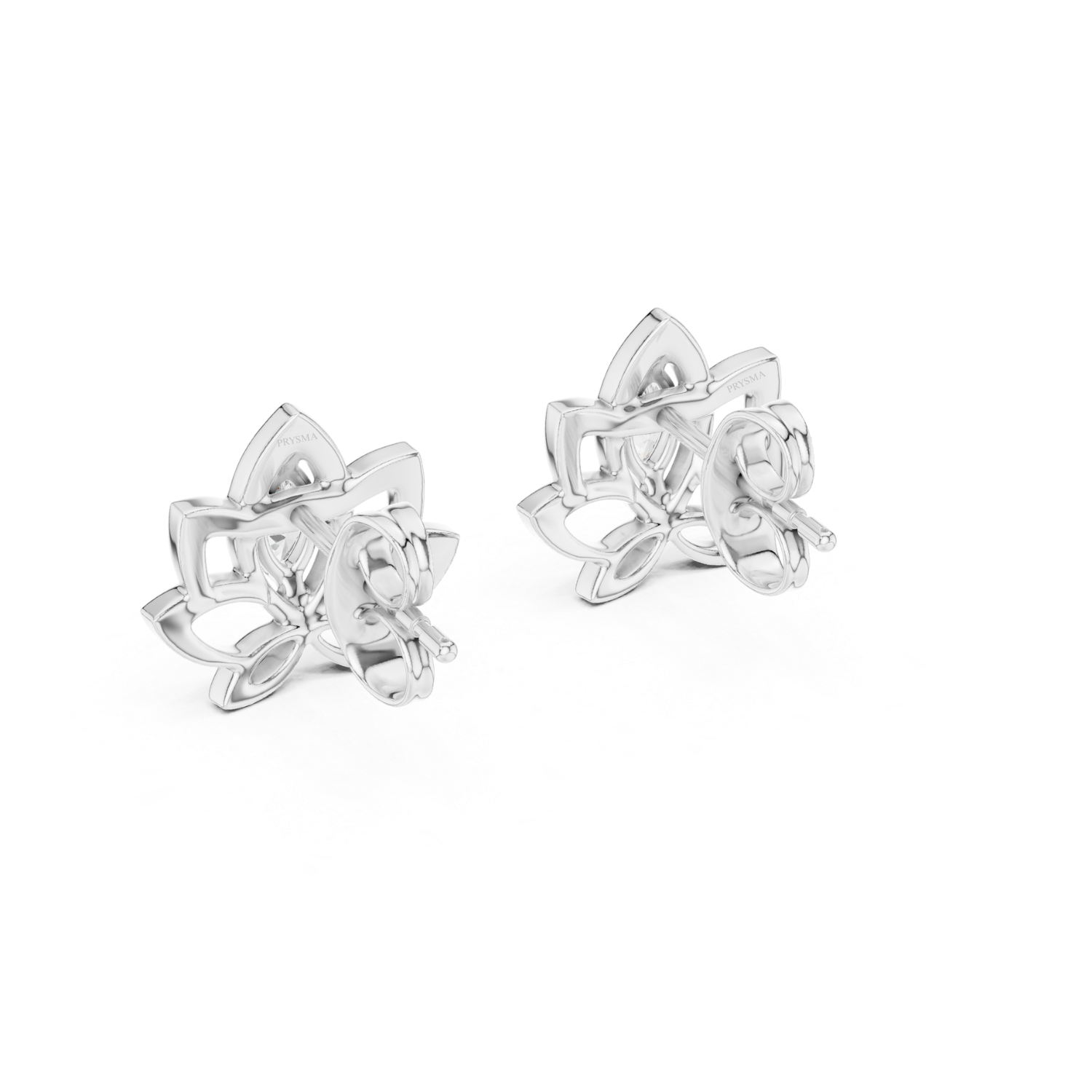 Lotus Bloom Diamond Stud Earrings