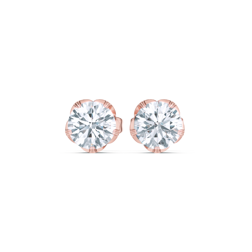Golden Bloom Solitaire Stud Earrings