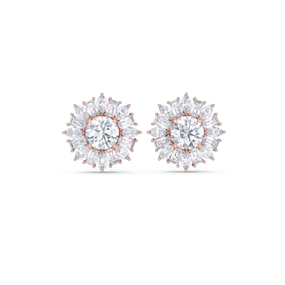 Celestial Bloom Round Diamond Studs