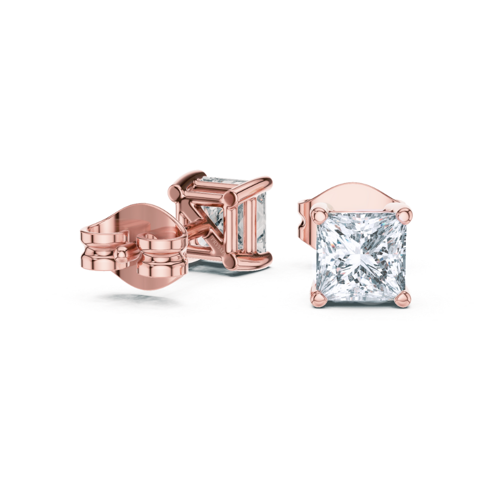 Radiant Elegance Princess-Cut Stud Earrings
