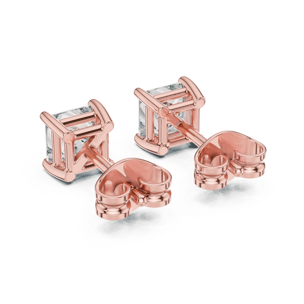 Radiant Elegance Princess-Cut Stud Earrings