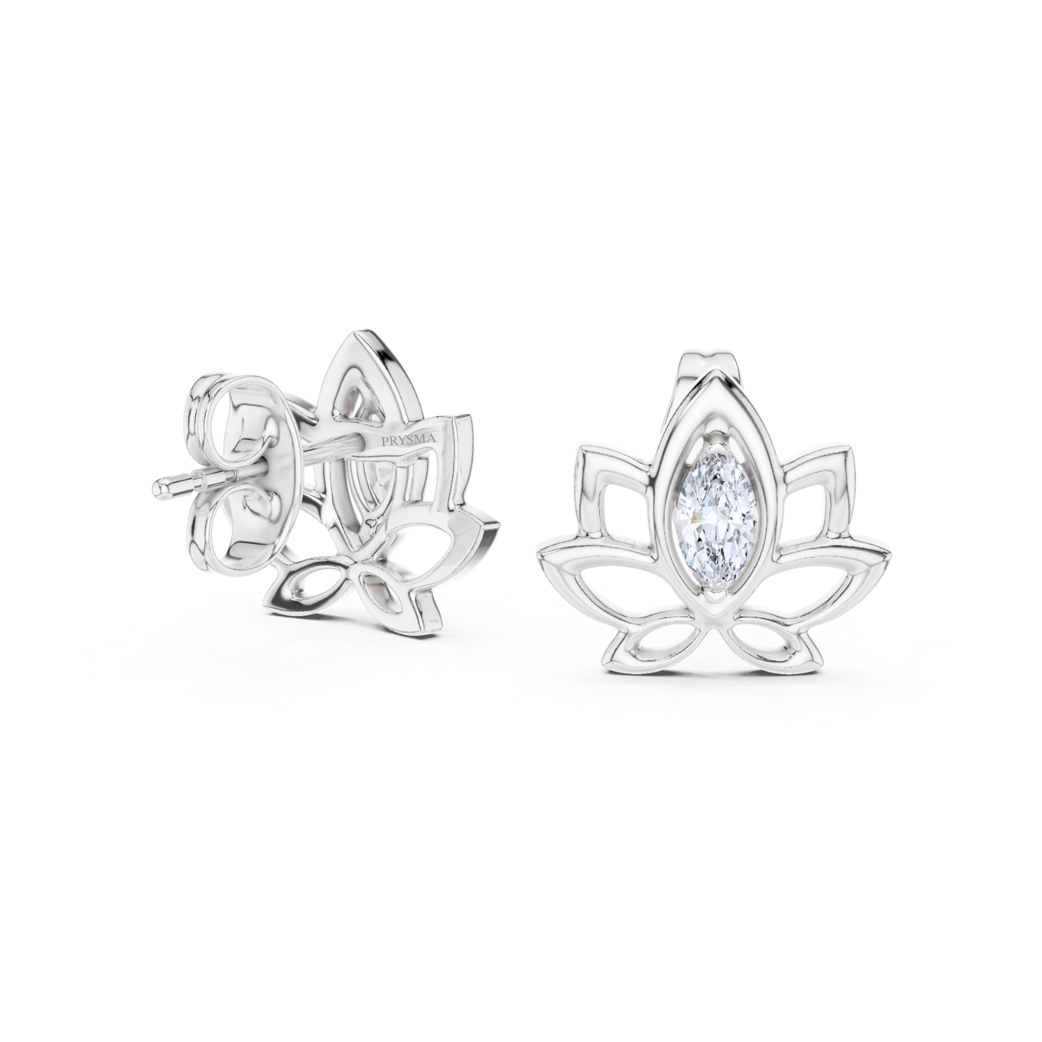 Lotus Bloom Diamond Stud Earrings