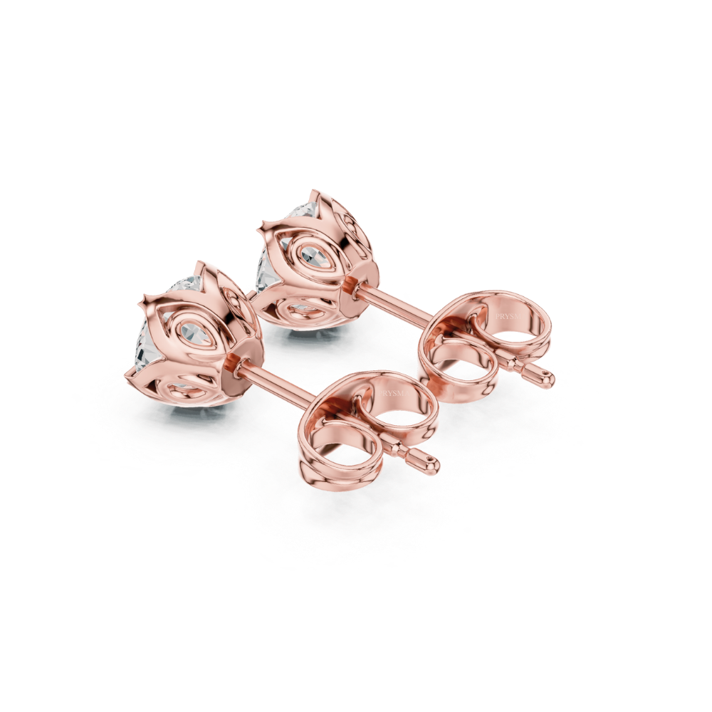 Golden Bloom Solitaire Stud Earrings