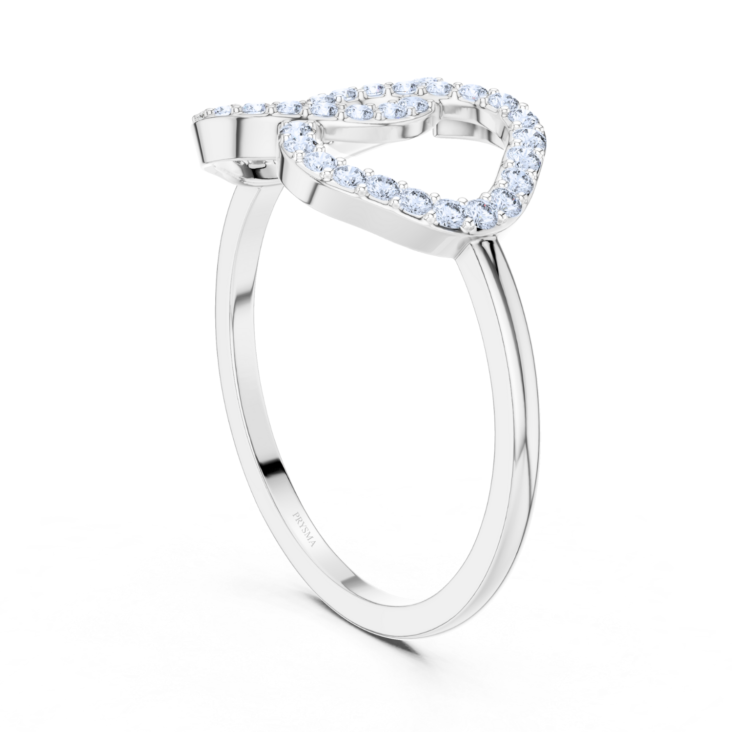 Open Heart Diamond Ring