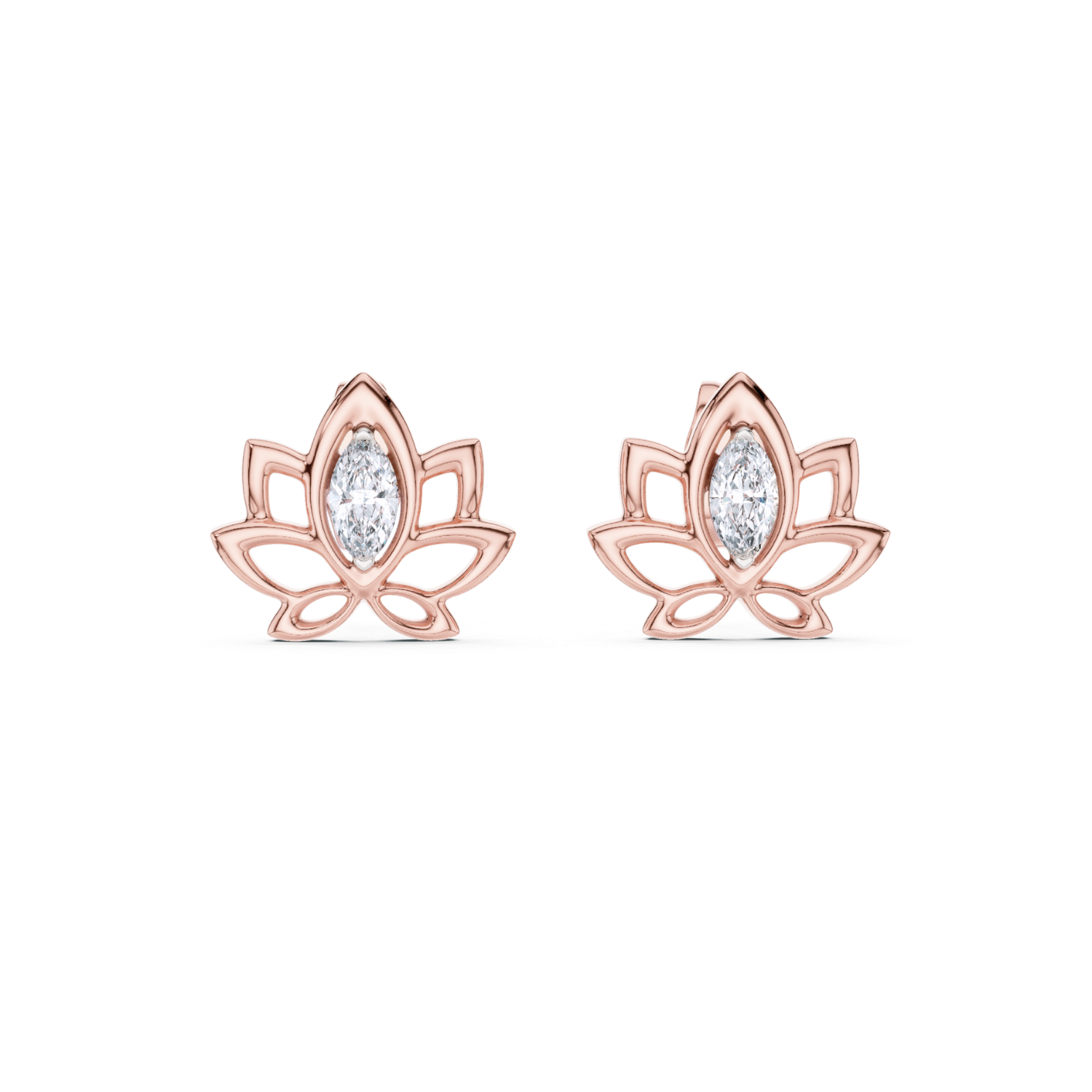 Lotus Bloom Diamond Stud Earrings