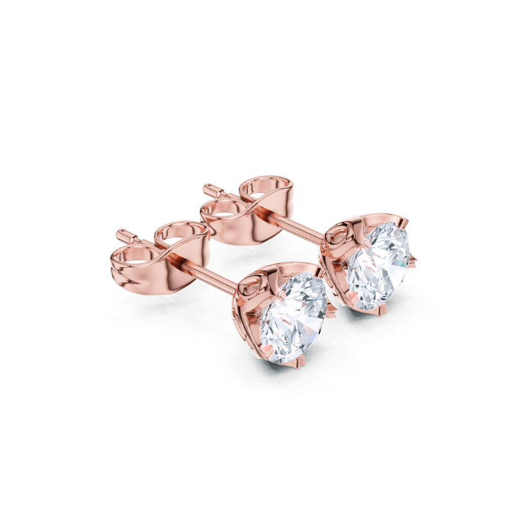 Golden Bloom Solitaire Stud Earrings