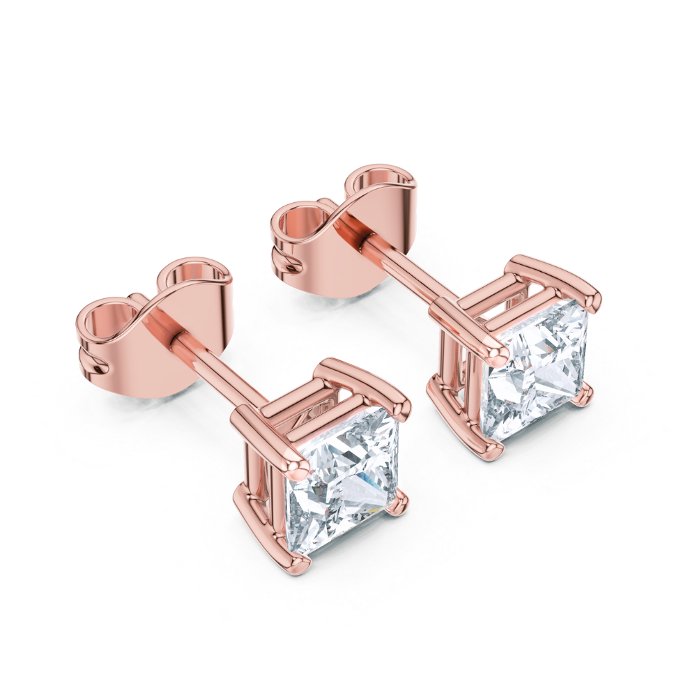 Radiant Elegance Princess-Cut Stud Earrings