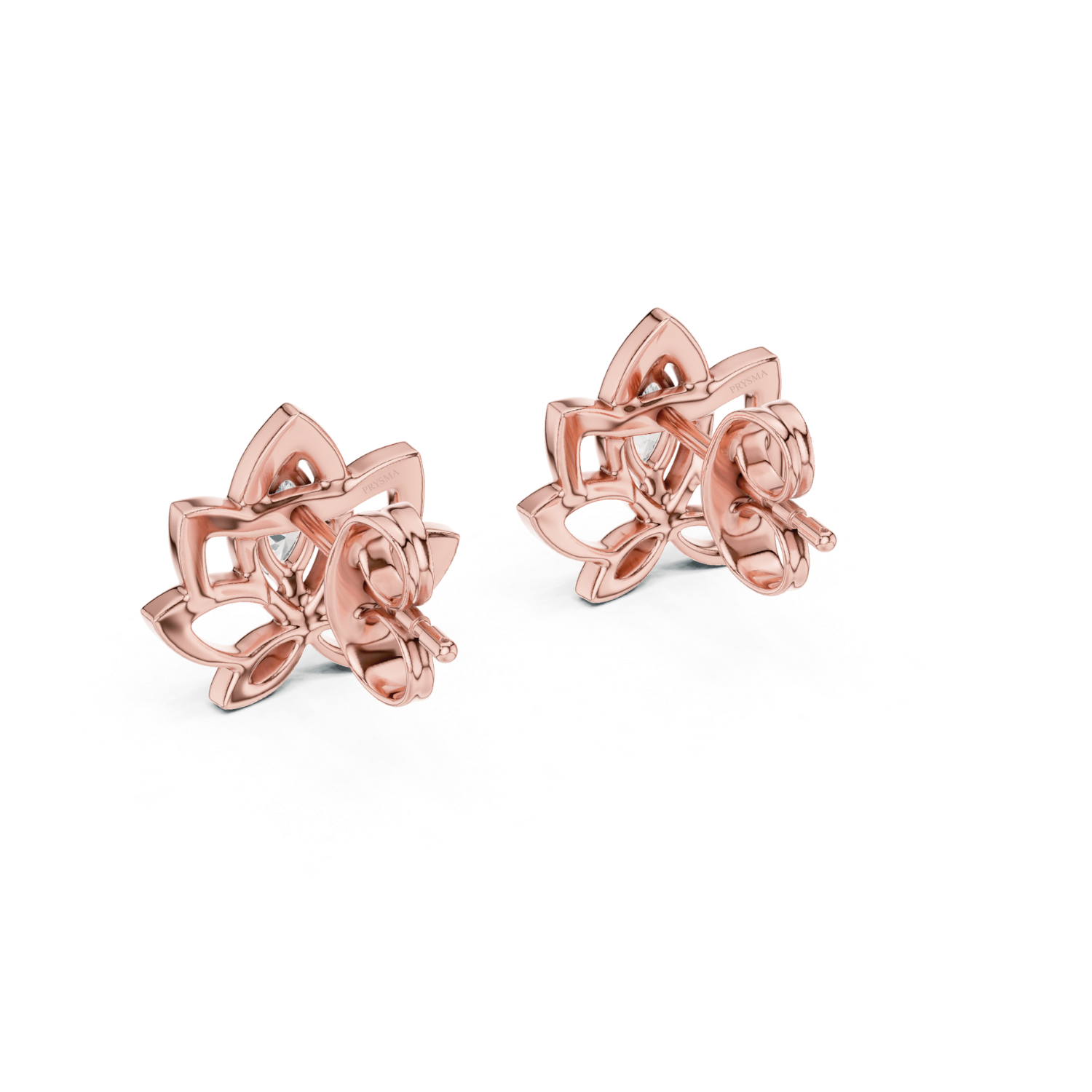 Lotus Bloom Diamond Stud Earrings