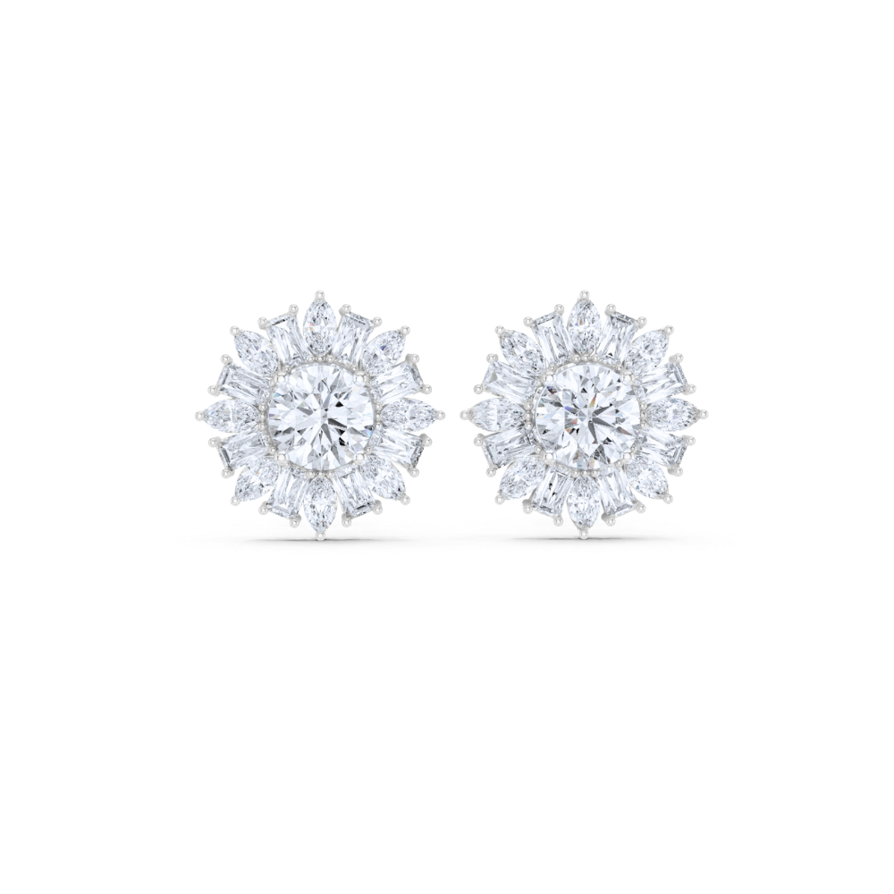 Celestial Bloom Round Diamond Studs
