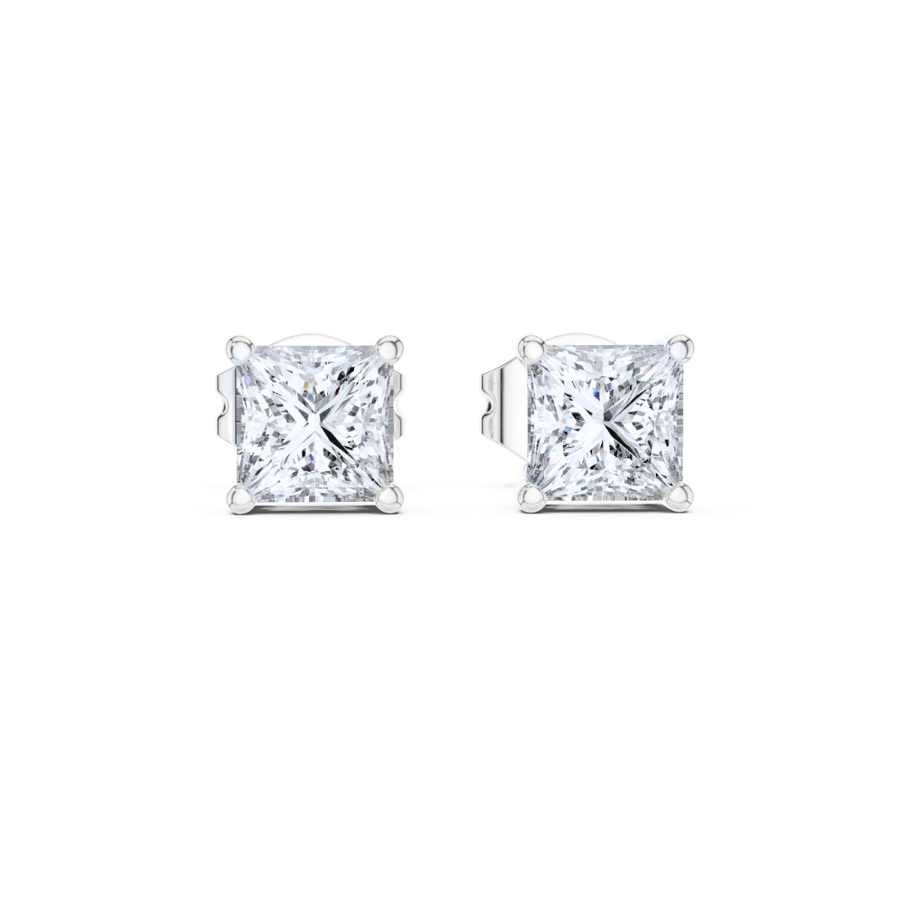 Radiant Elegance Princess-Cut Stud Earrings