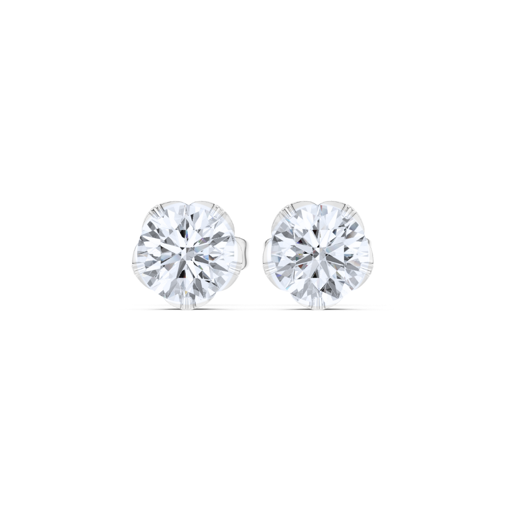 Golden Bloom Solitaire Stud Earrings