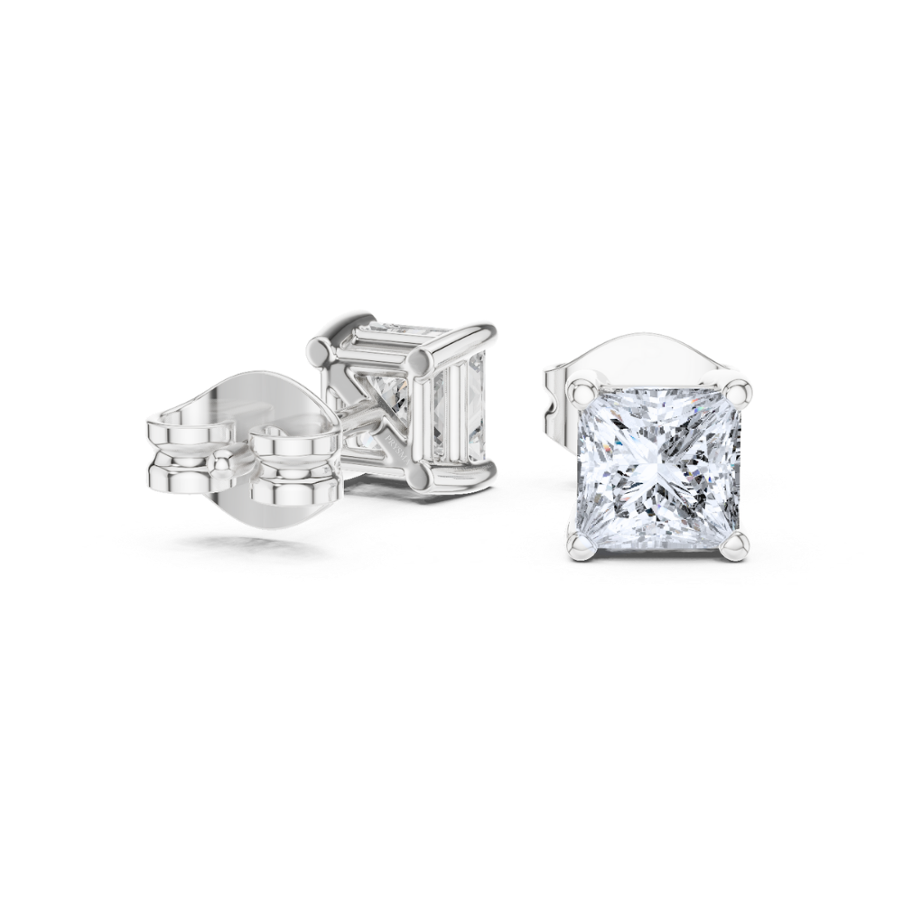 Radiant Elegance Princess-Cut Stud Earrings
