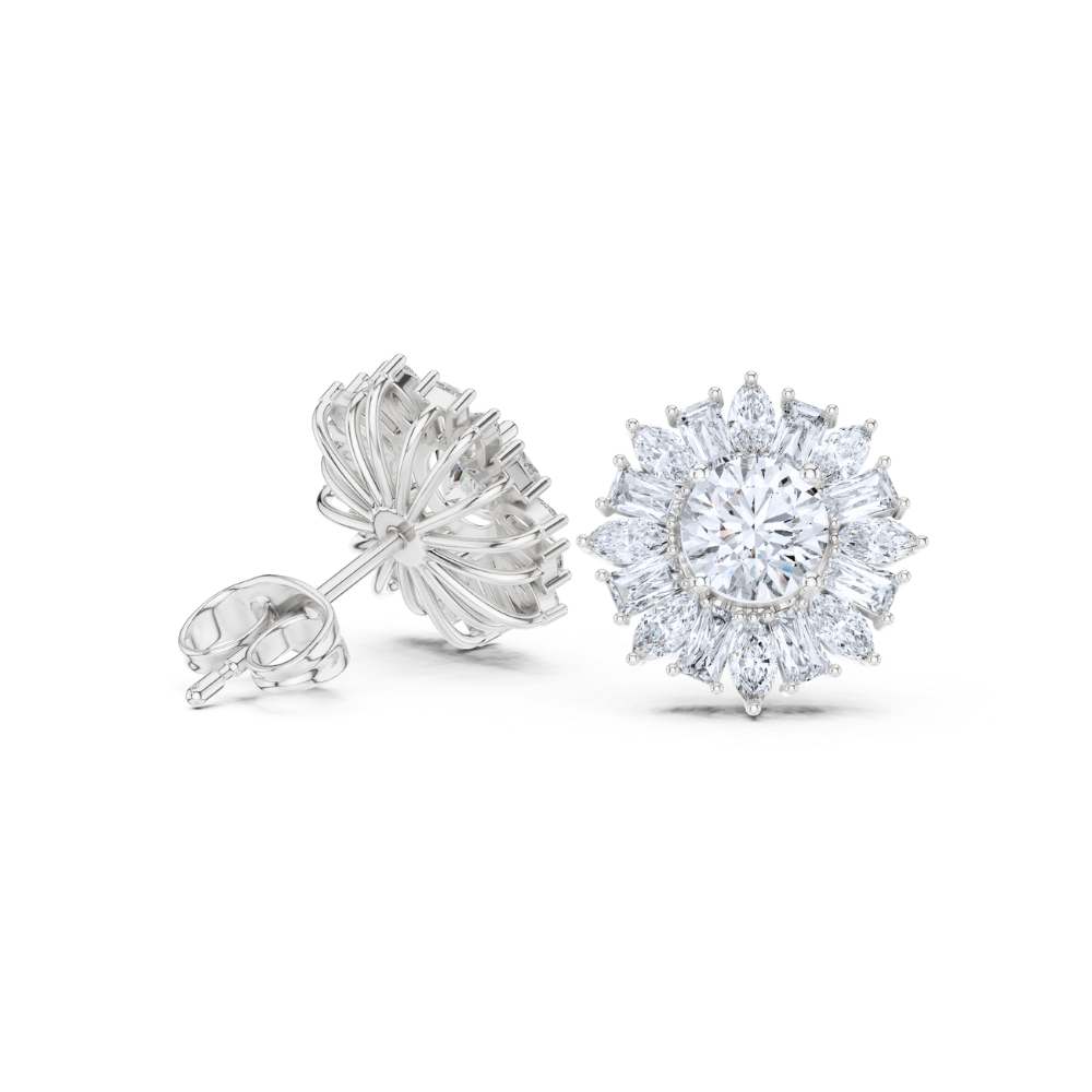 Celestial Bloom Round Diamond Studs