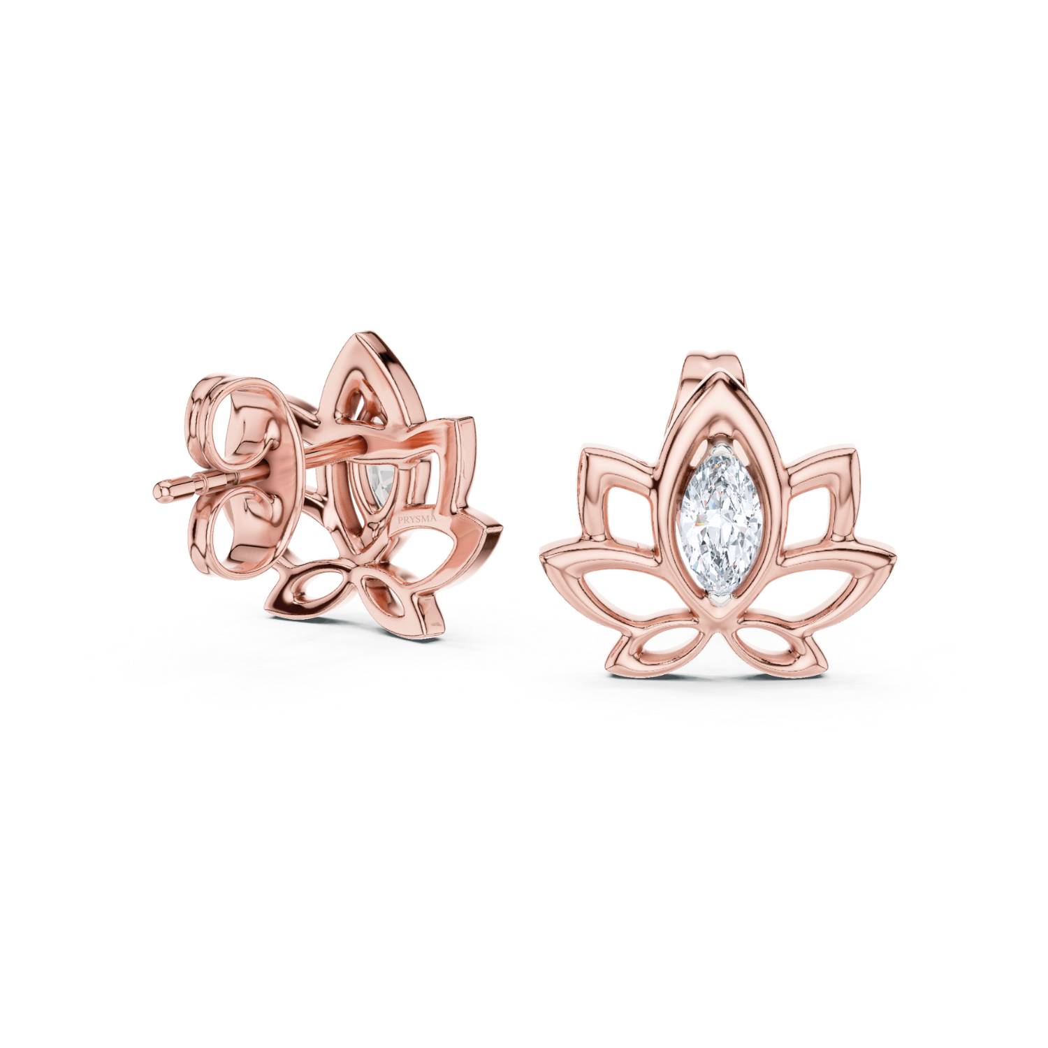 Lotus Bloom Diamond Stud Earrings