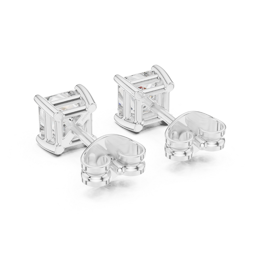 Radiant Elegance Princess-Cut Stud Earrings