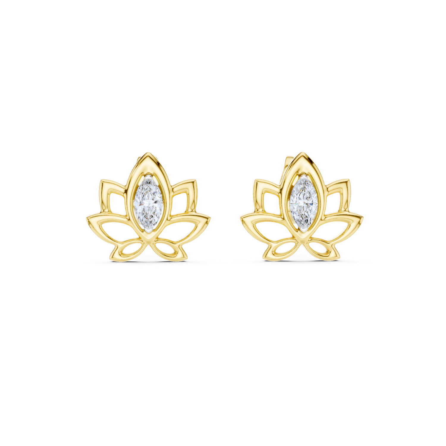 Lotus Bloom Diamond Stud Earrings