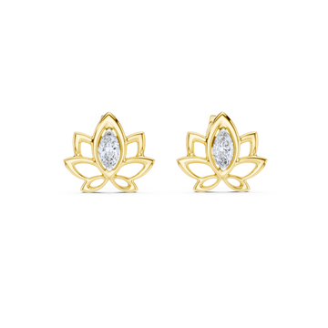 Lotus Bloom Diamond Stud Earrings