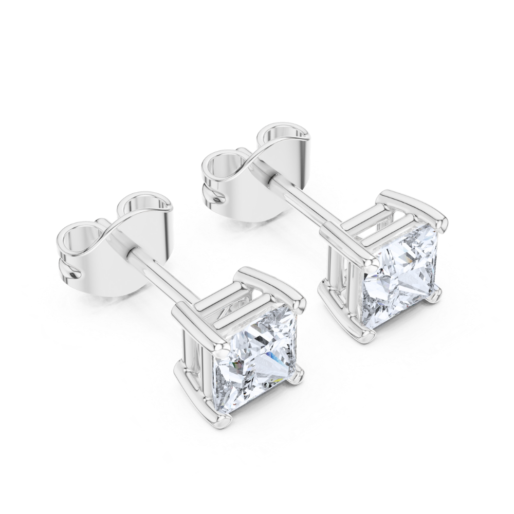 Radiant Elegance Princess-Cut Stud Earrings