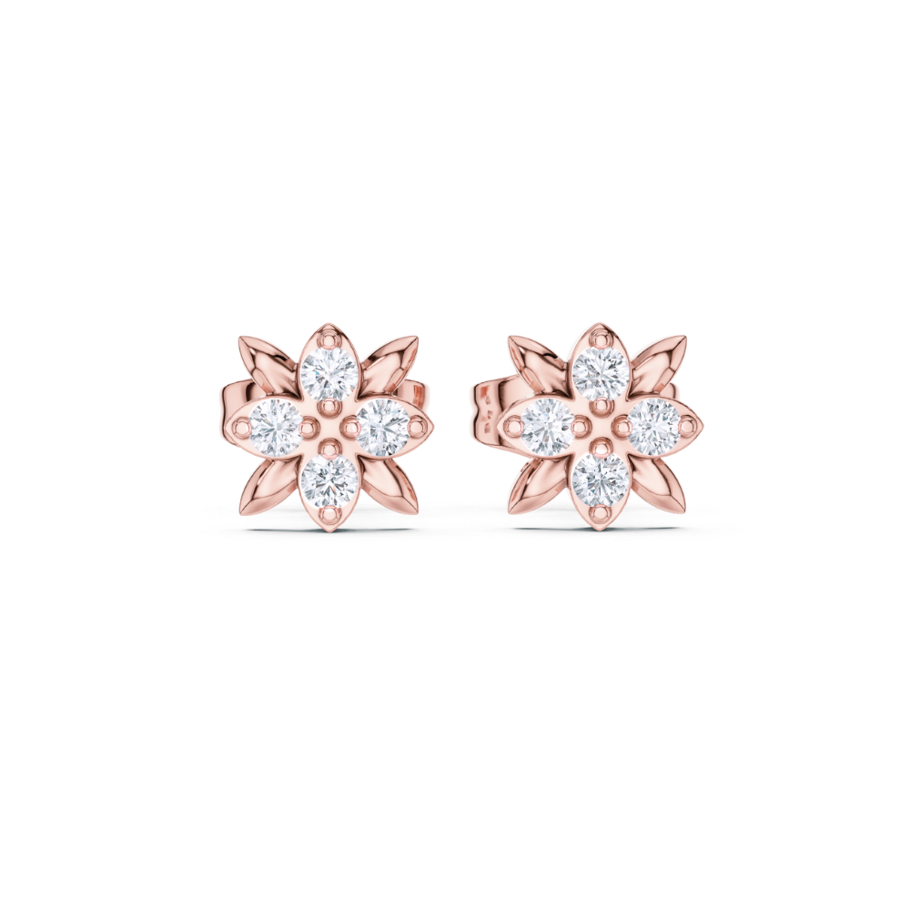 Golden Bloom Diamond Floral Studs