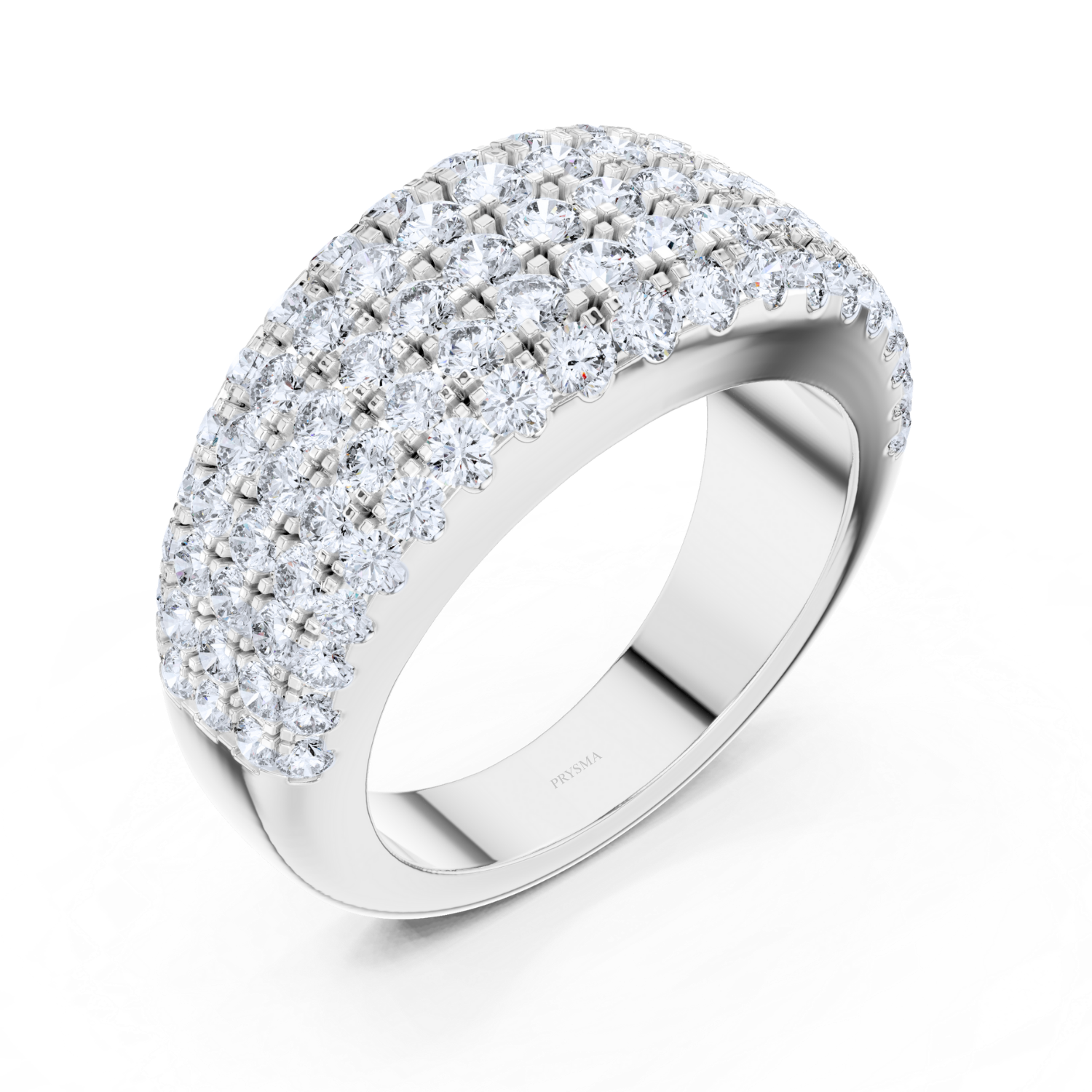 Five-Row Pave Diamond Dome Ring